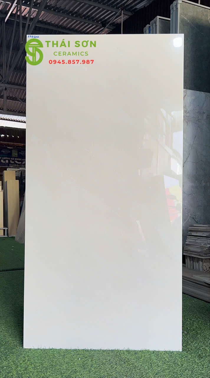 Gạch cmc 60x120 bóng kiếng màu kem vàng