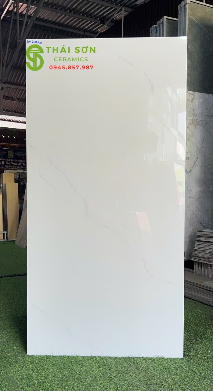 Gạch cmc lát nền 60x120 bóng kiếng trắng vân mây