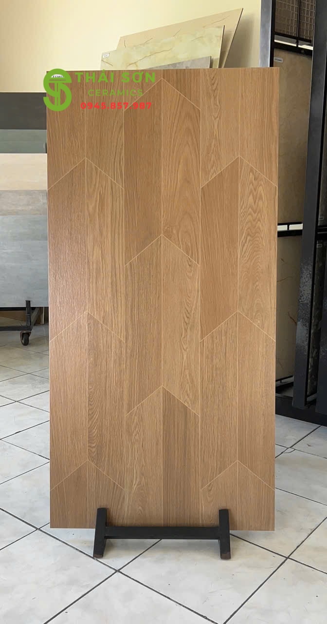 Gạch vân gỗ 60x120 lót sàn trung quốc màu vàng nâu