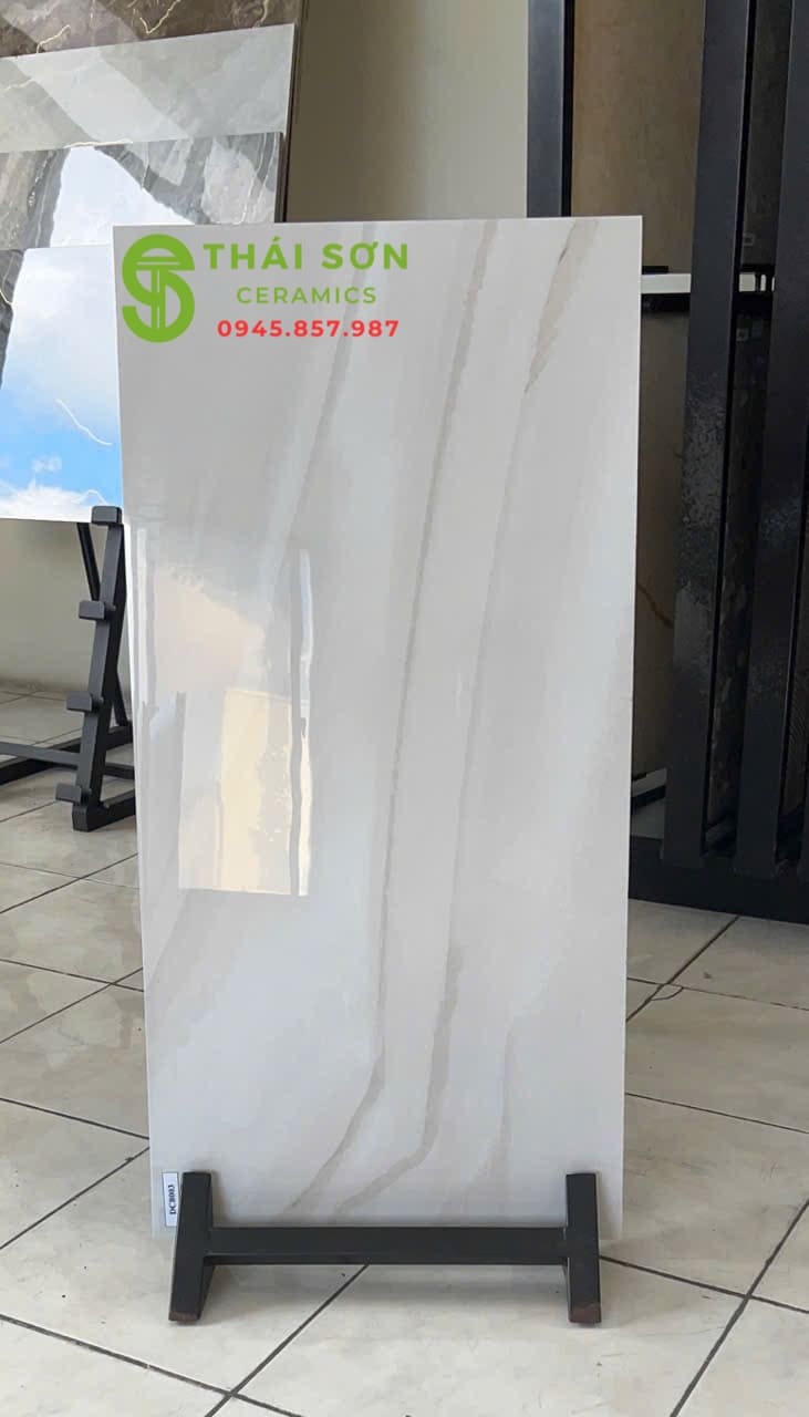 Gạch 40x80 trung quốc ốp tường bóng kiếng trắng vân đá onyx