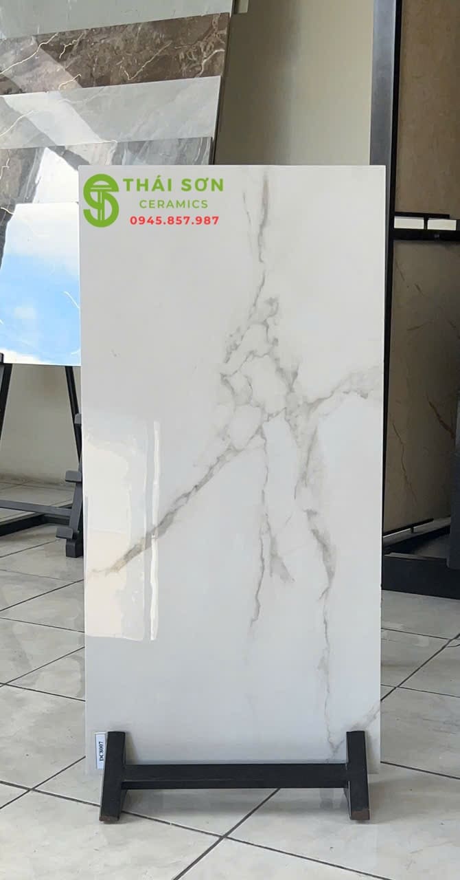 Gạch 40x80 trung quốc ốp tường bóng kiếng marble màu xám khói