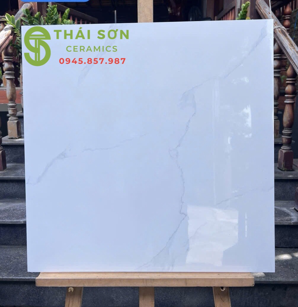 Gạch lát nền 80x80 vicenza bóng kiếng trắng vân mây