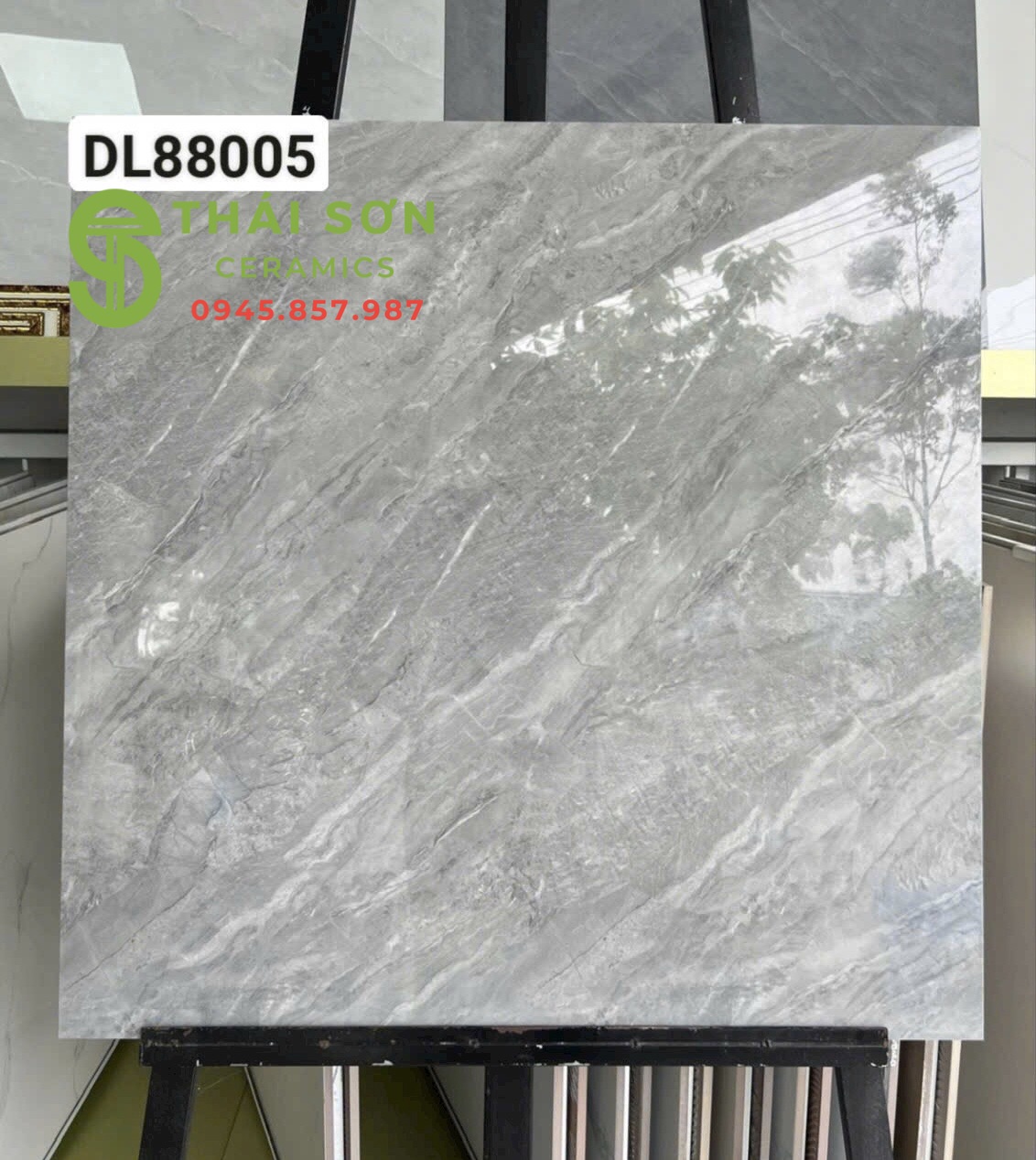 Gạch trung quốc 80x80 màu xám bóng kiếng giá rẻ