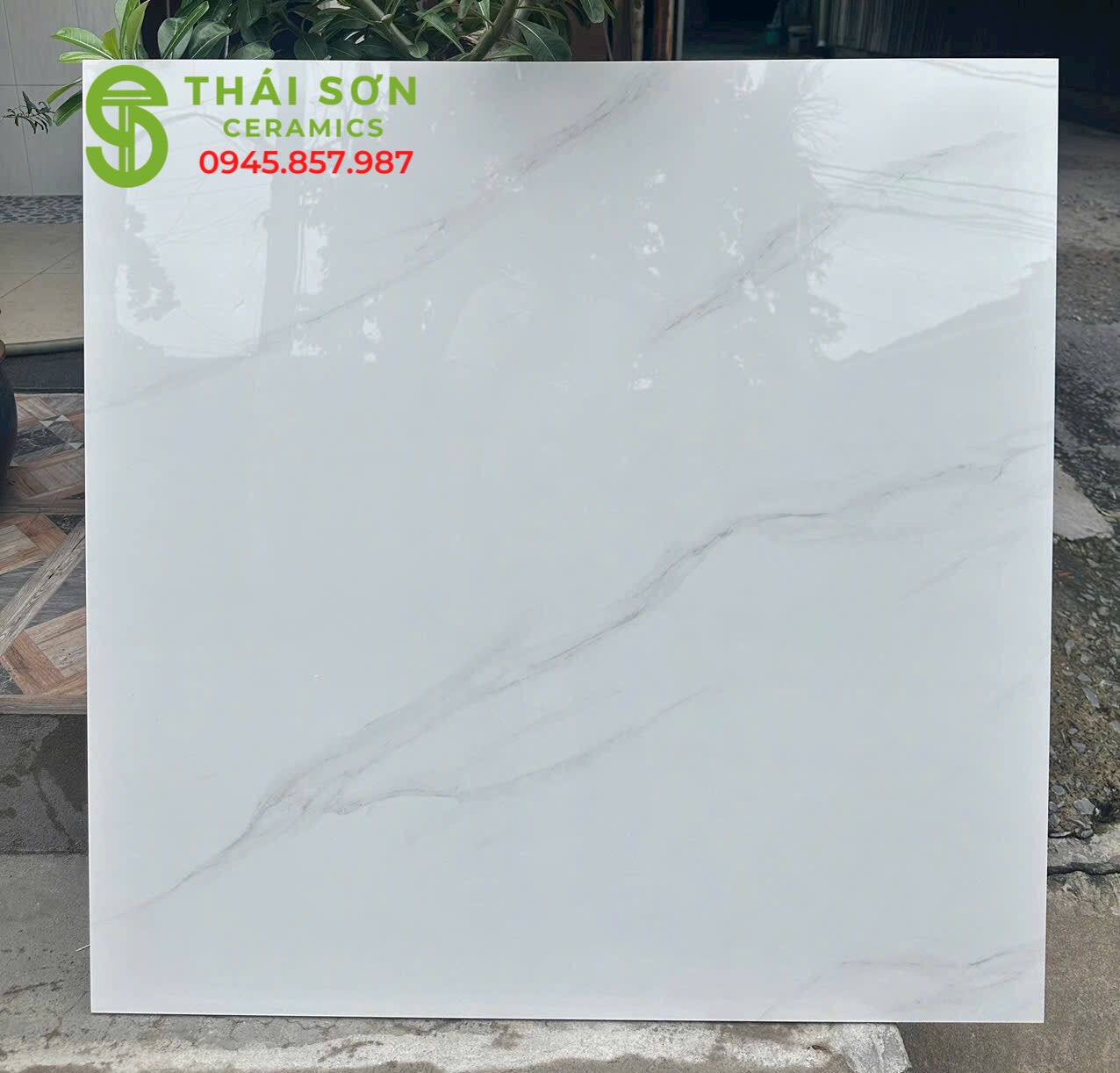 Gạch trung quốc lát nền 100x100 màu trắng vân mây