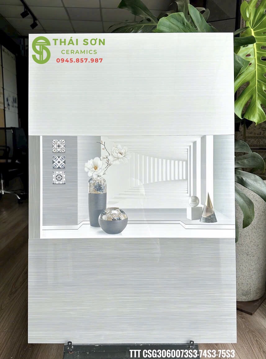 Gạch cmc 30x60 bóng kiếng ốp tường trung cư