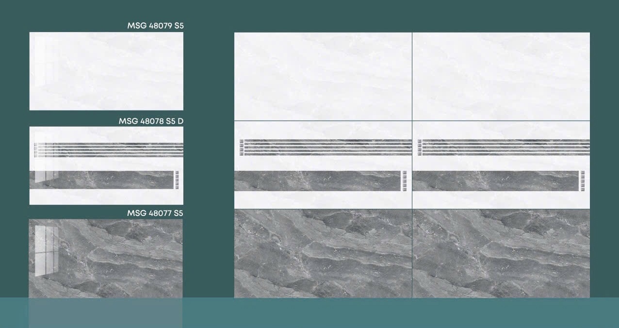 Gạch ốp tường 40x80 cmc bóng kiếng xám vân đá mới nhất