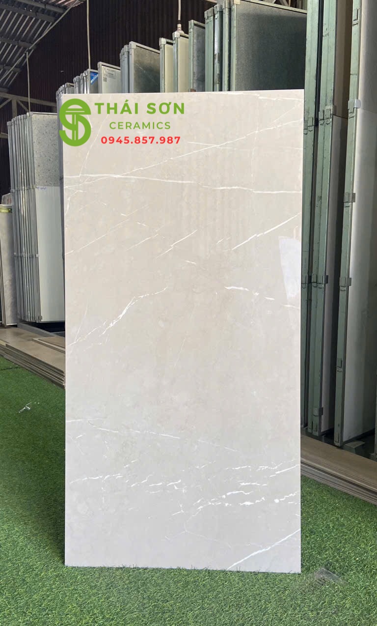 Gạch lát nền nhà ở bóng kiếng 60x120 màu xám nâu