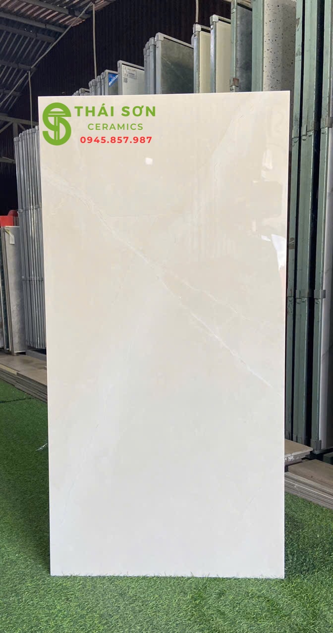 Gạch lát nền ấn độ 60x120 màu kem vàng bóng kiếng
