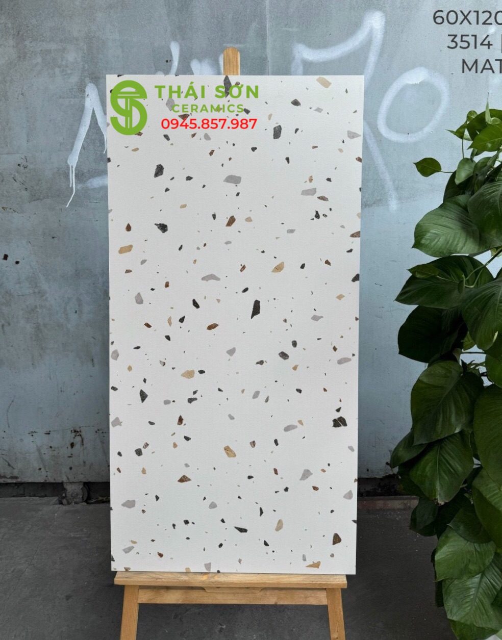 Gạch matt mờ caving 60x120 vân đá mài terrazzo