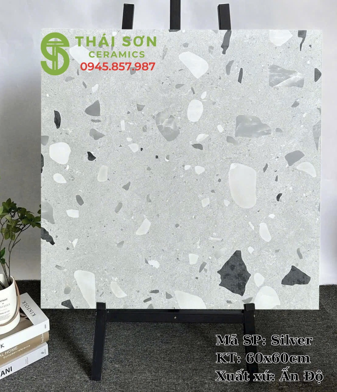 Gạch terrazzo lát nền phòng khách 60x60 ấn độ