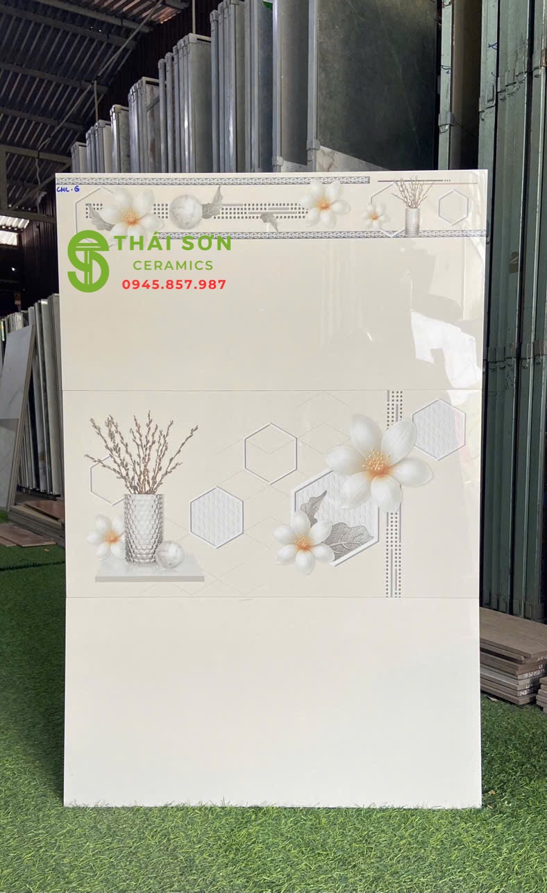 Gạch cmc bóng kiếng 30x60 ốp tường màu vàng kem