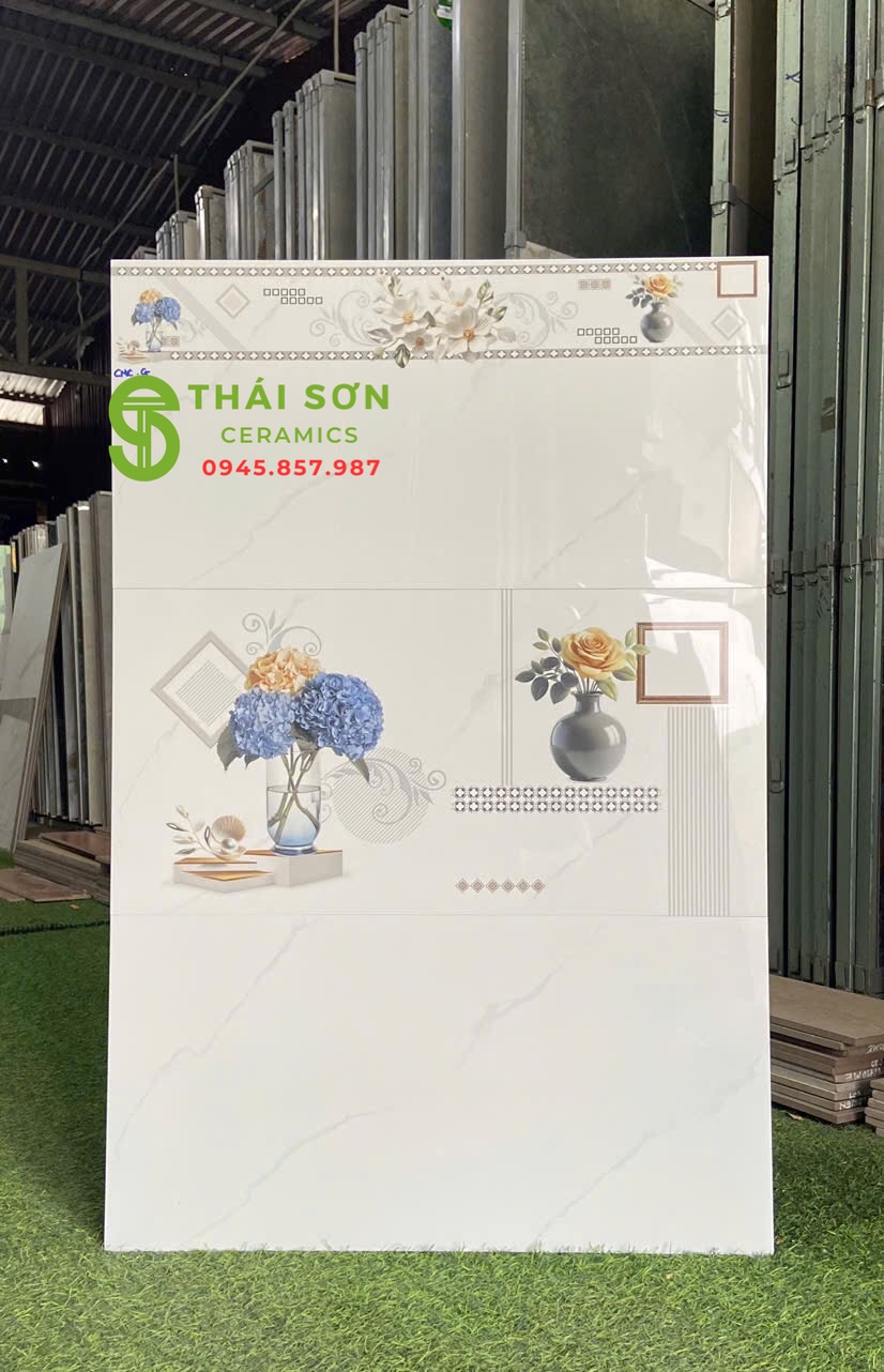 Gạch cmc 30x60 ốp tường màu trắng vân mây bóng kiếng