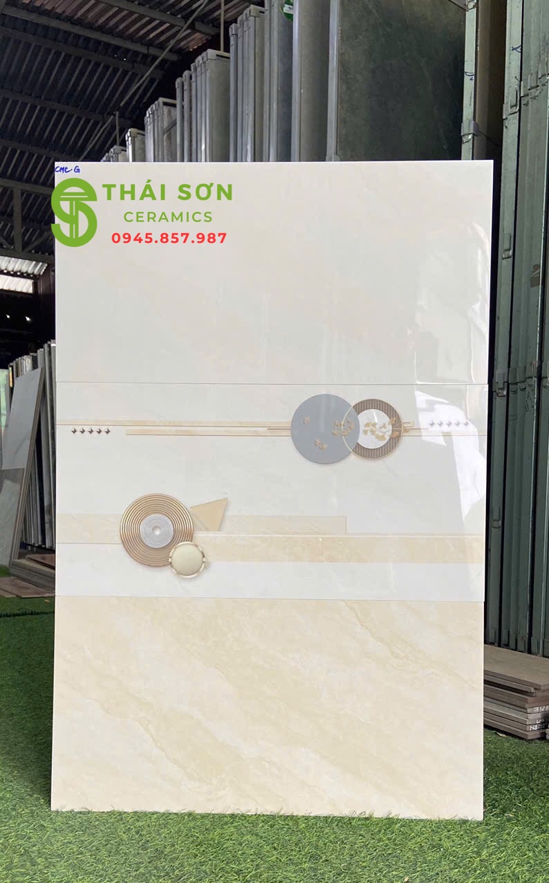 Gạch cmc 30x60 ốp tường màu kem vàng bóng kiếng