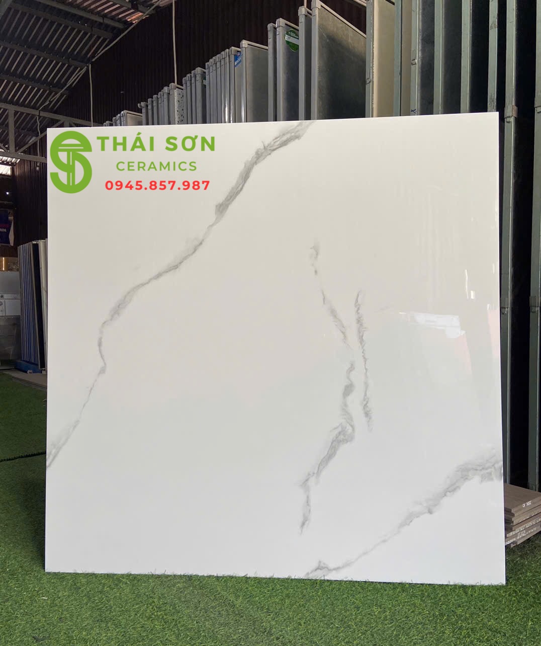 Gạch màu trắng vân mây 120x120 ốp tường ấn độ