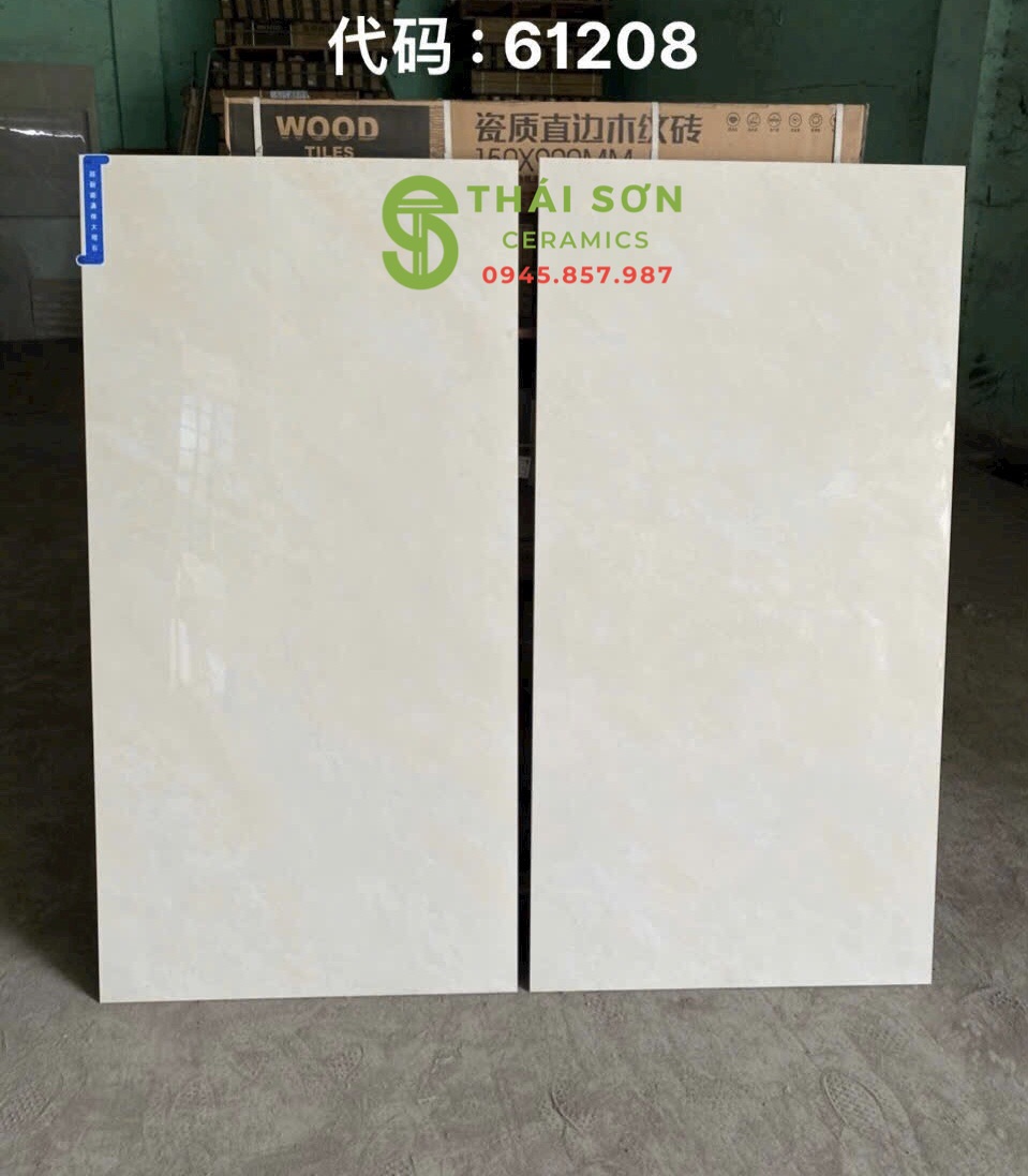 Gạch lát nền 60x120 trung quốc vân đá màu kem đồng chất