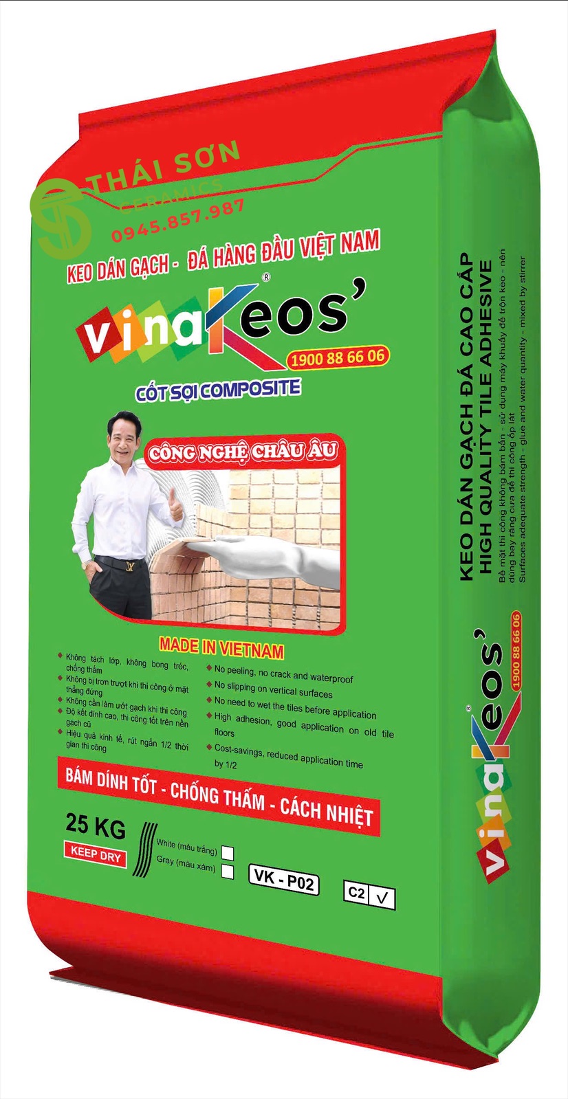 Keo dán gạch khổ lớn vinakeos cao cấp giá tốt