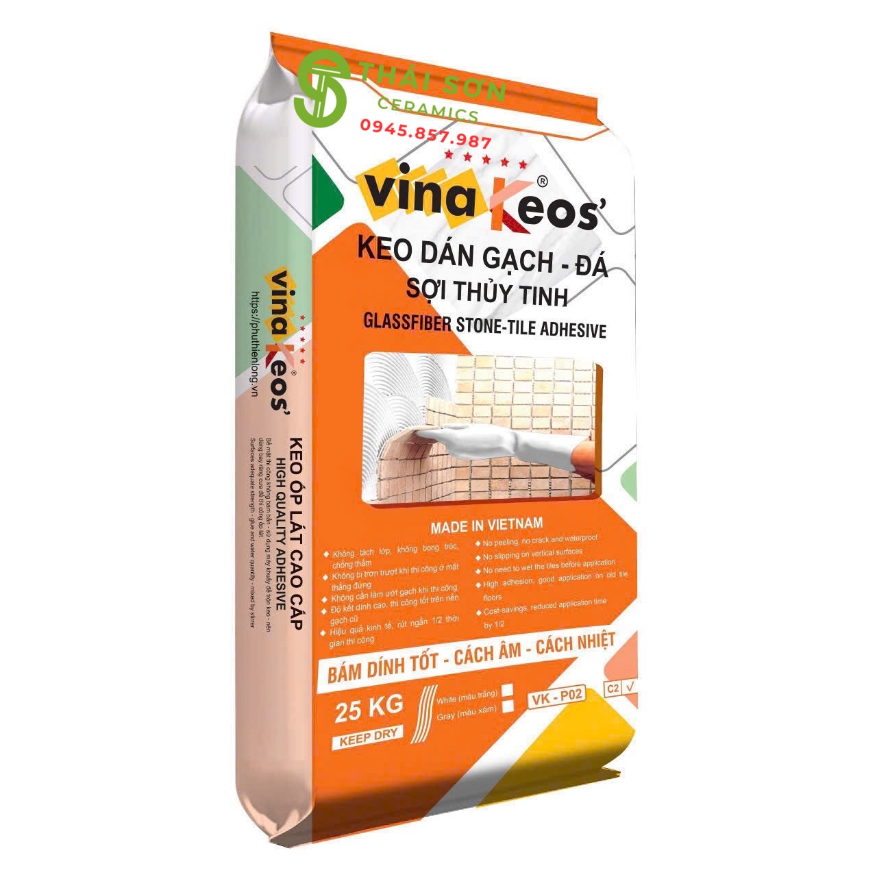 Keo dán gạch vinakeos chính hãng lát nền ốp tường cao cấp