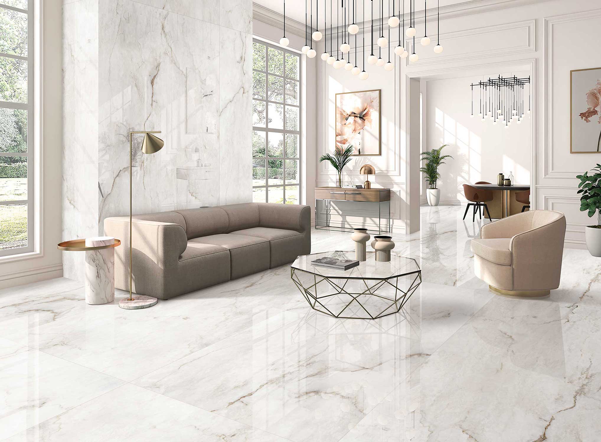 gạch lát nền phòng khách 80x80