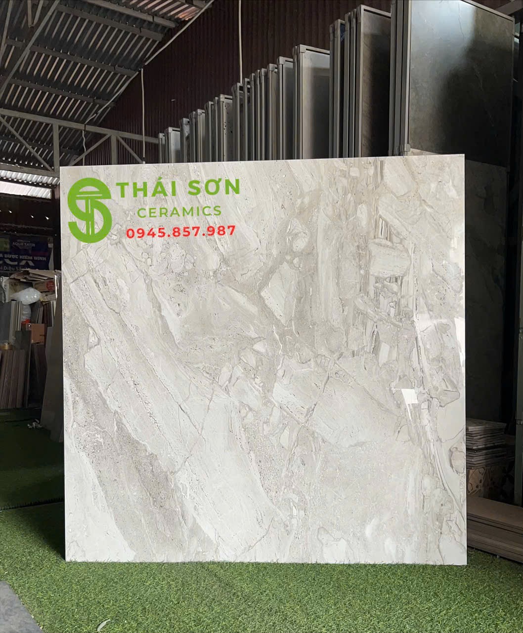 Gạch ấn độ 120x120 lát nền màu xám vân đá siêu bóng