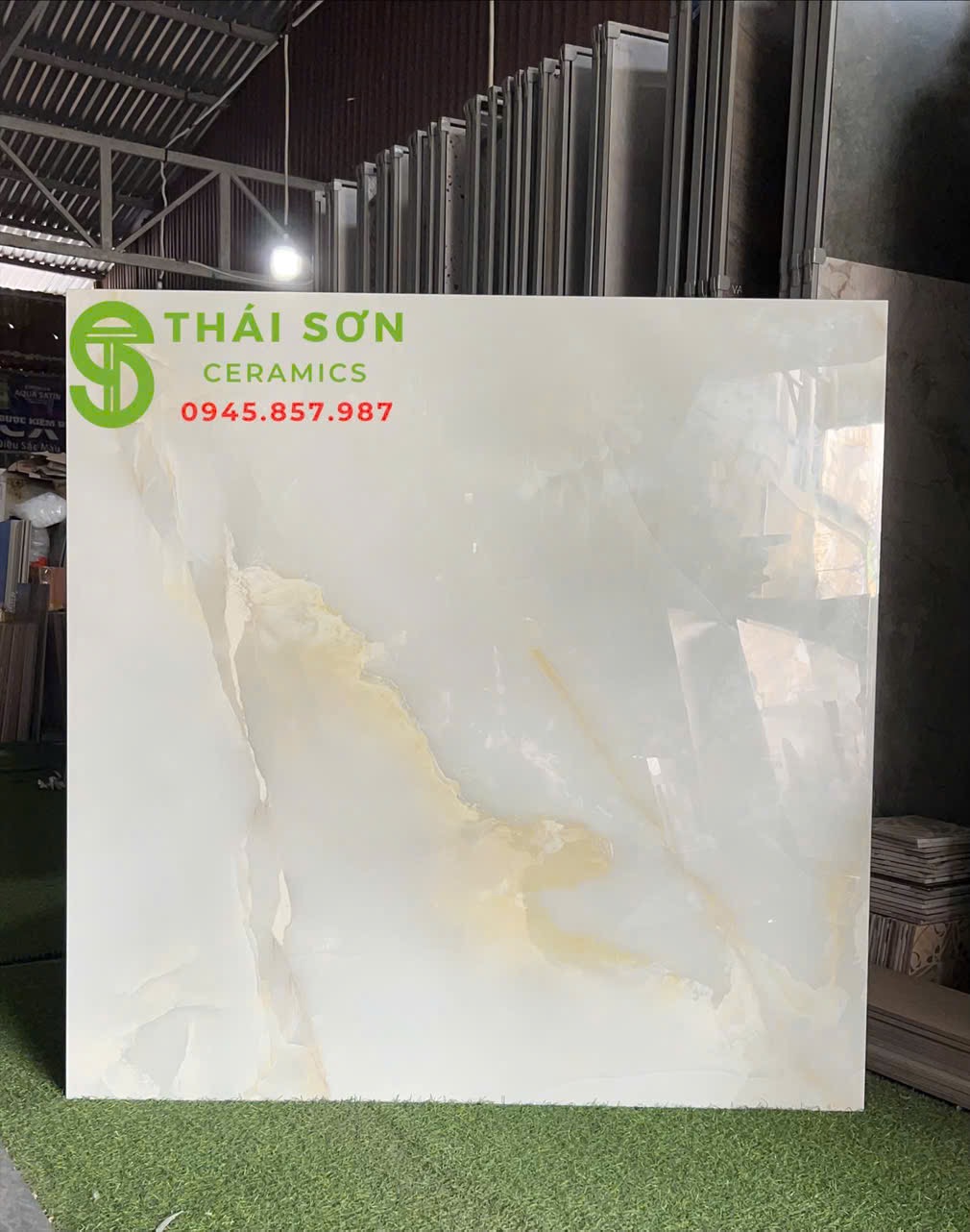 Gạch ấn độ 120x120 khổ lớn bóng kiếng màu xanh vân đá