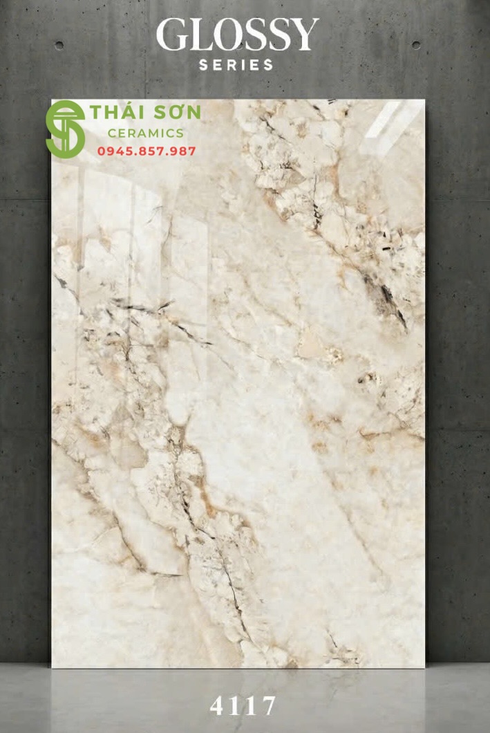 Gạch 120x180 lát nền bóng kính ấn độ Omega Crema