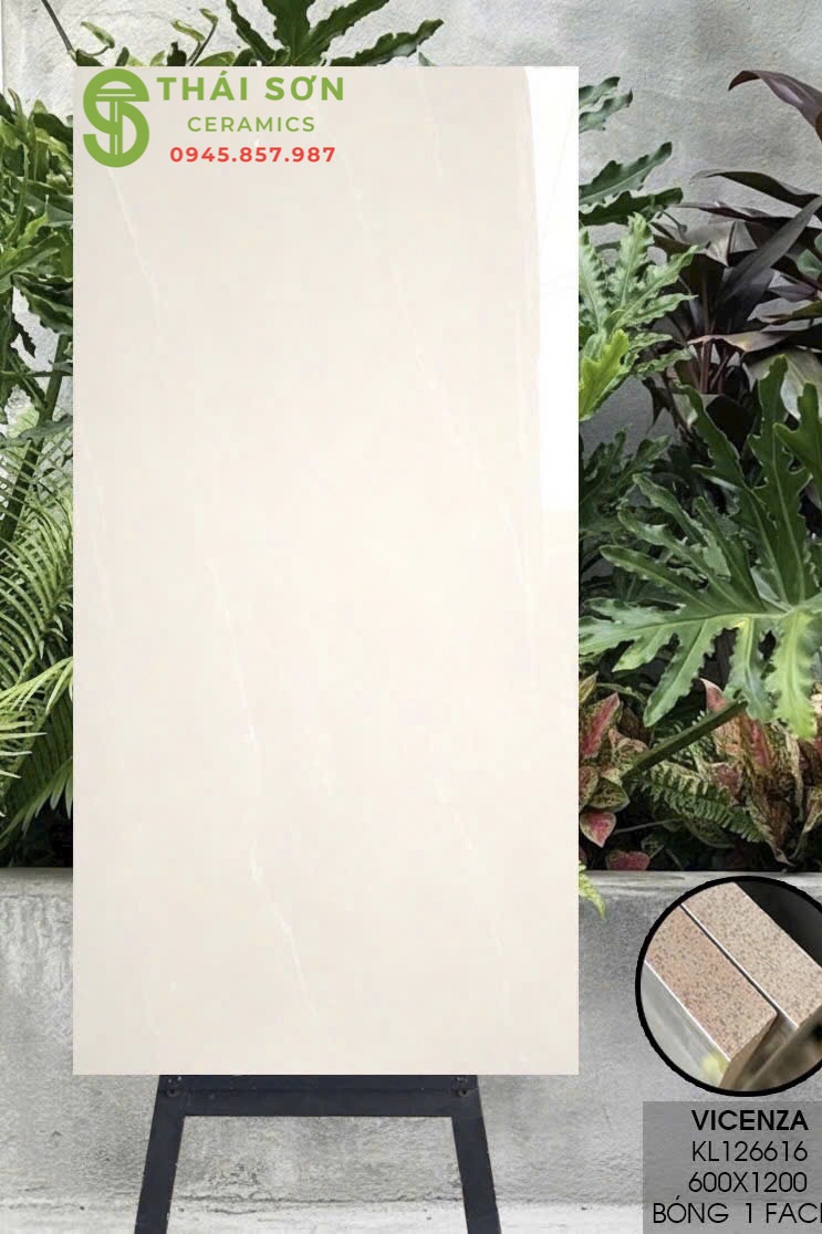 Gạch vicenza 60x120 bóng kiếng lát nền màu vàng kem