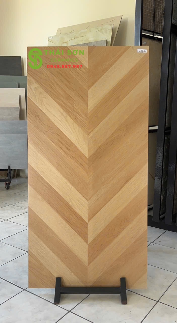 Gạch vân gỗ xương cá 60x120 trung quốc lát nền màu vàng sồi