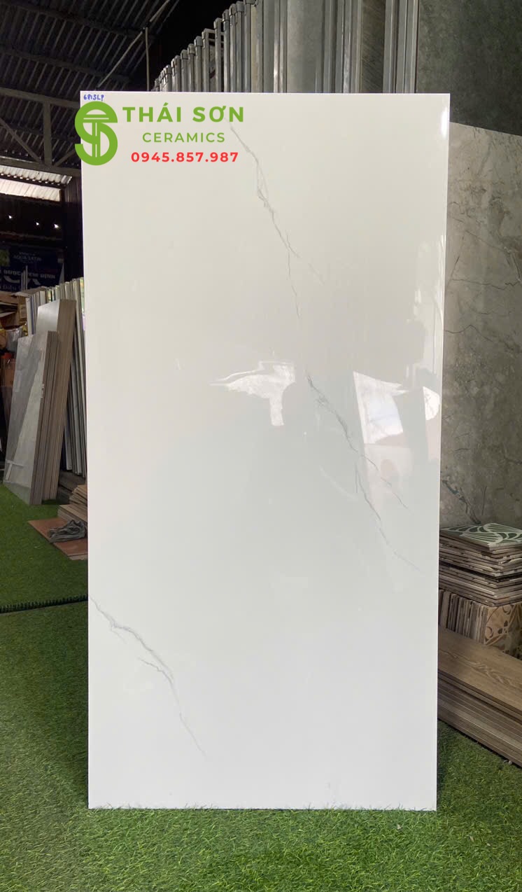 Gạch vicenza màu trắng vân mây 60x120 siêu bóng kính