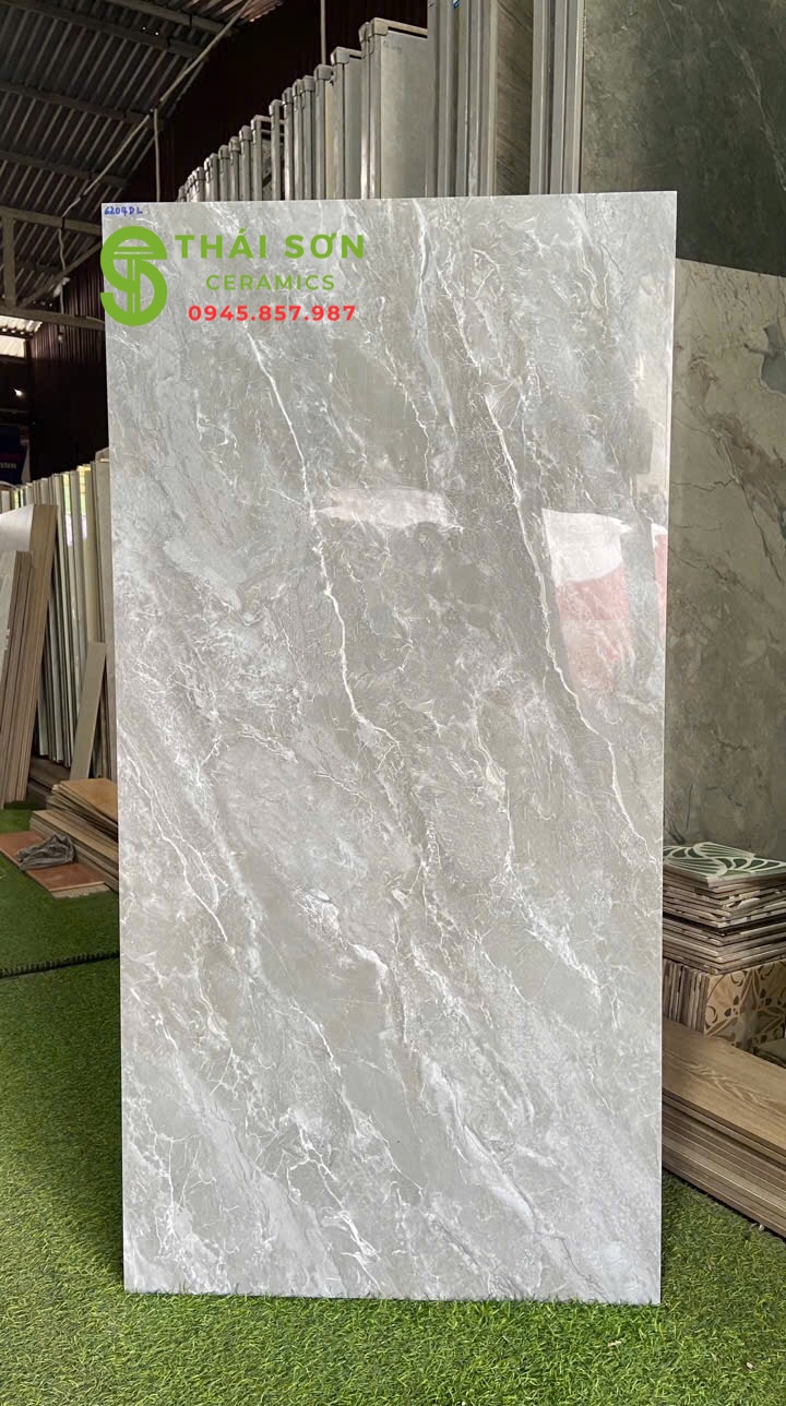 Gạch vicenza màu xám vân đá 60x120 lát nền bóng kính