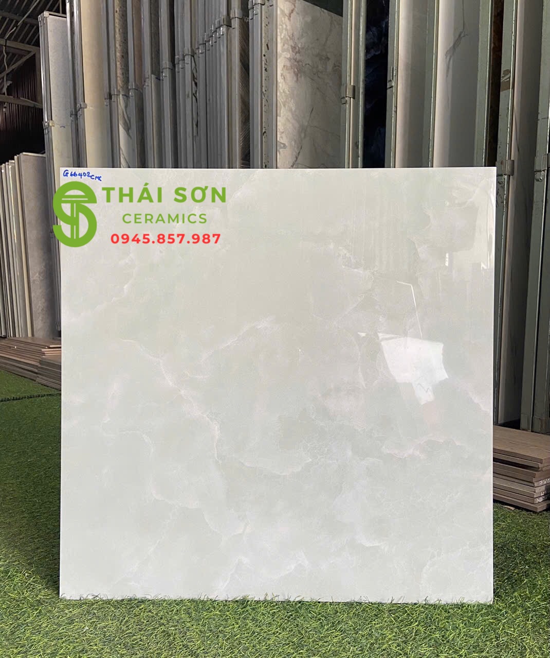 Gạch cmc 60x60 bóng kiếng lát nền vân xanh giá tốt