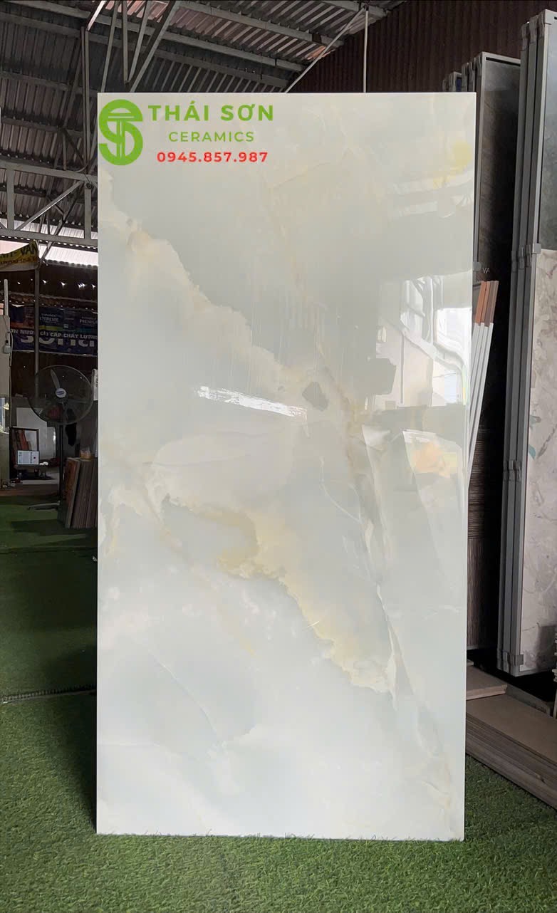 Gạch 80x160 lát nền bóng kiếng màu xanh nhạt 