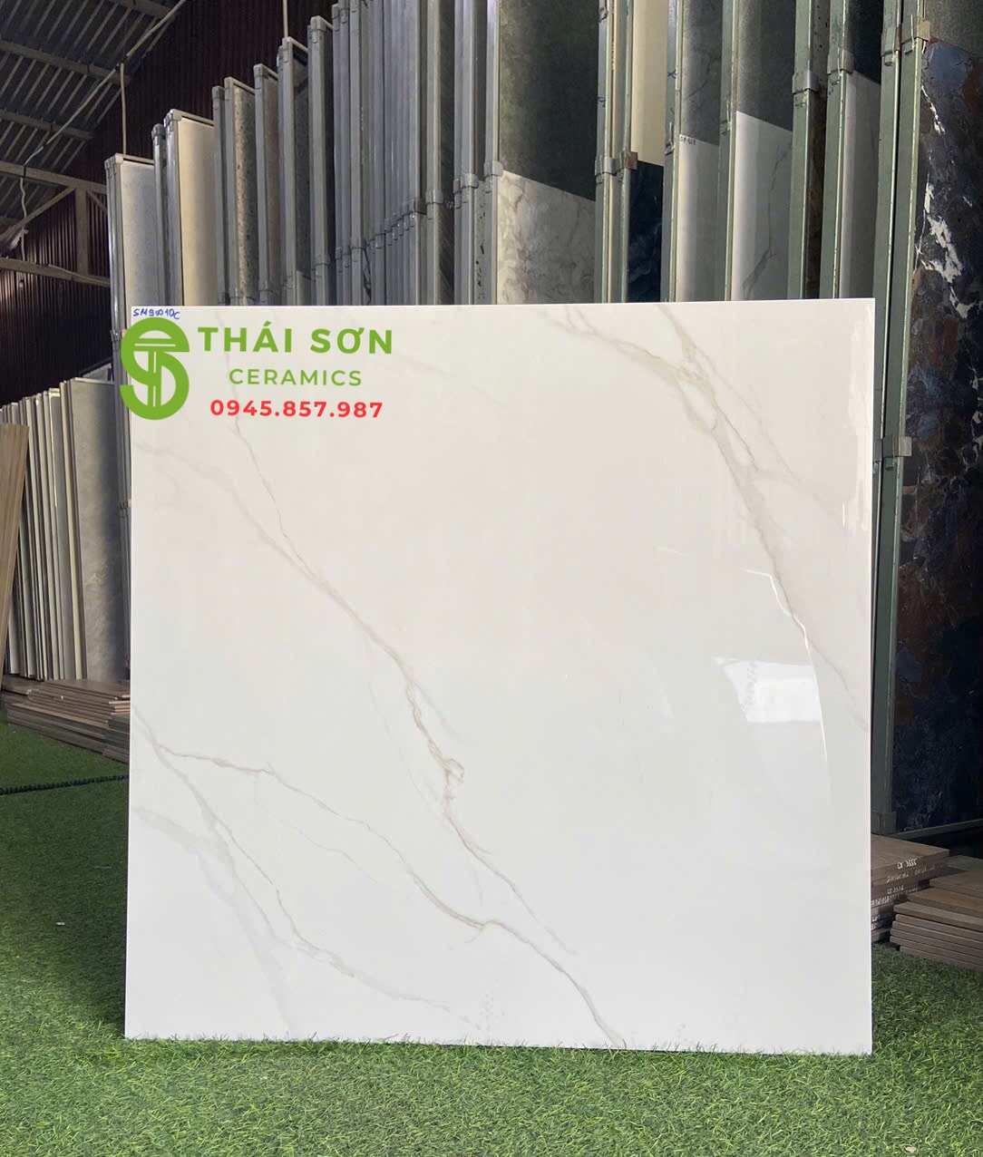 Gạch lát nền 80x80 catalan bóng kiếng màu trắng vân xám