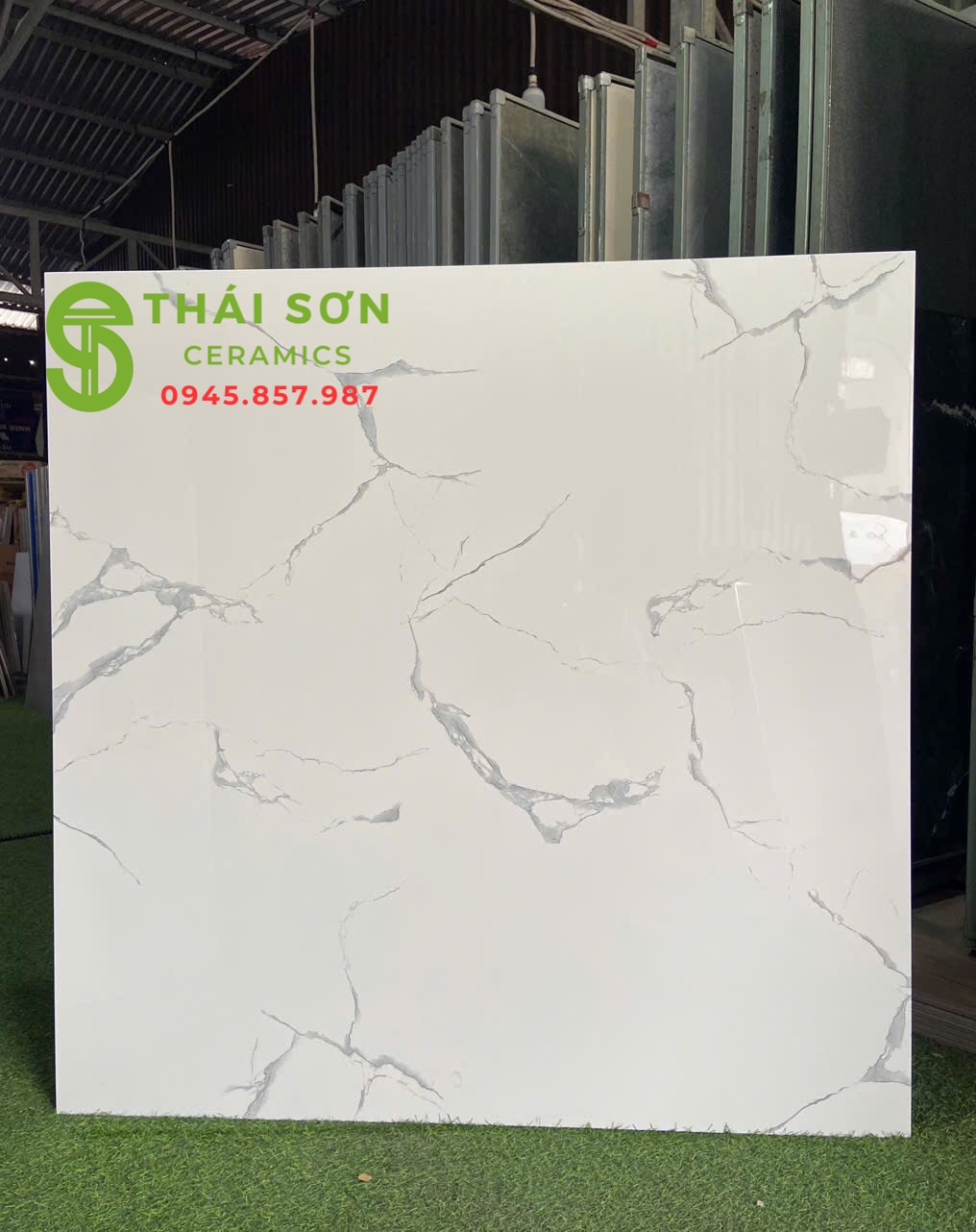 Gạch 120x120 lát nền khổ lớn màu trắng vân đá