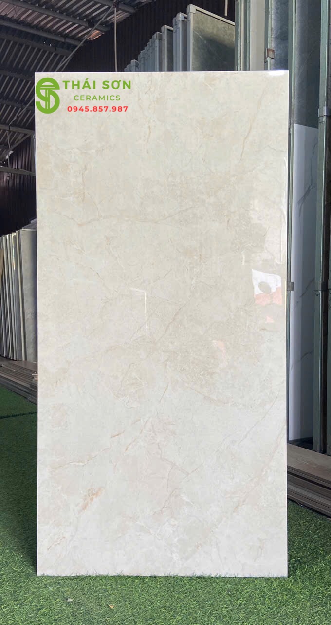 Gạch ấn độ 60x120 lát nền bóng kiếng màu vàng kem