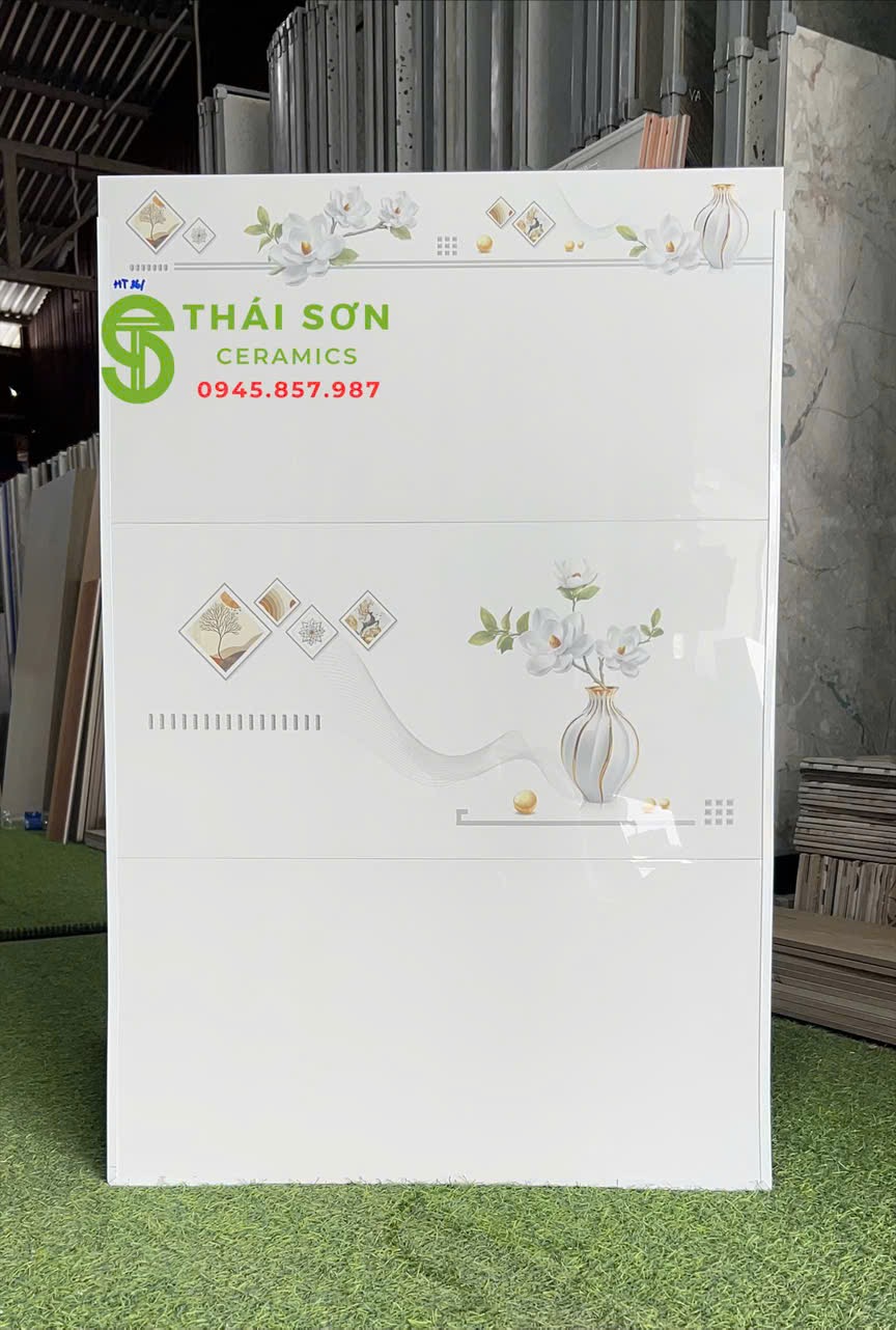 Gạch trắng trơn hà thanh 30x60 bóng kiếng ốp tường