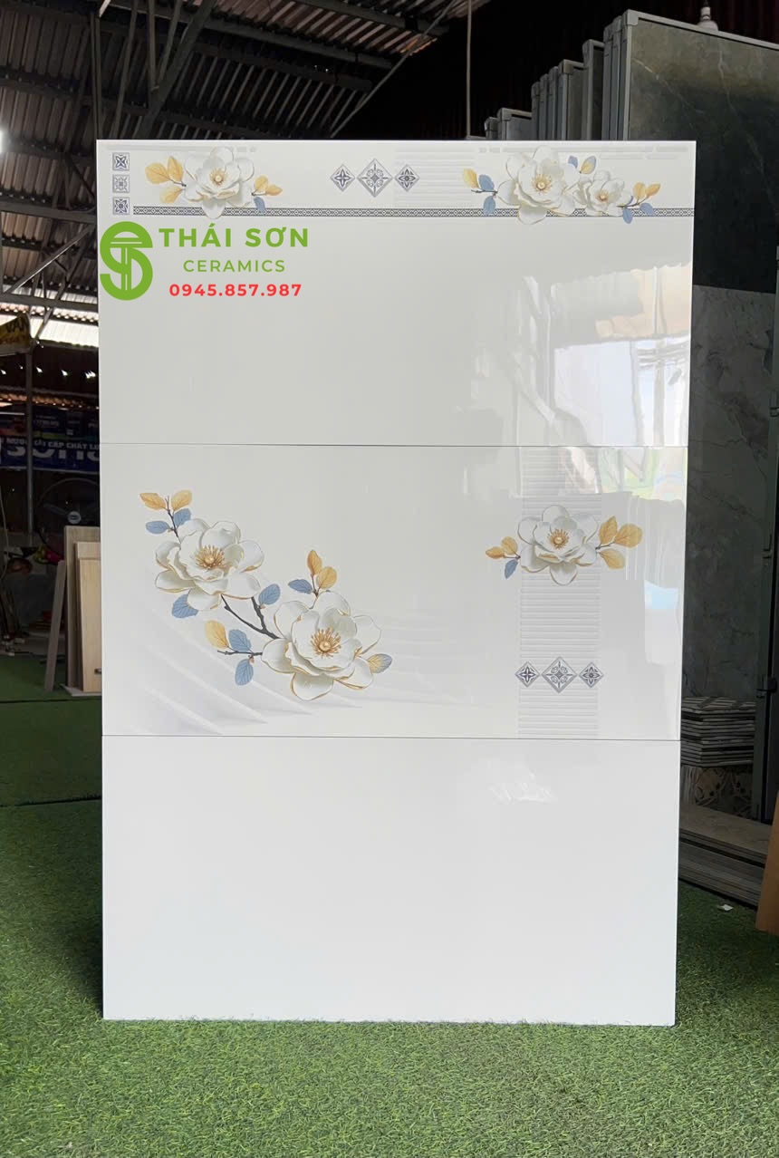 Gạch takao trắng trơn ốp tường 40x80 bóng kiếng