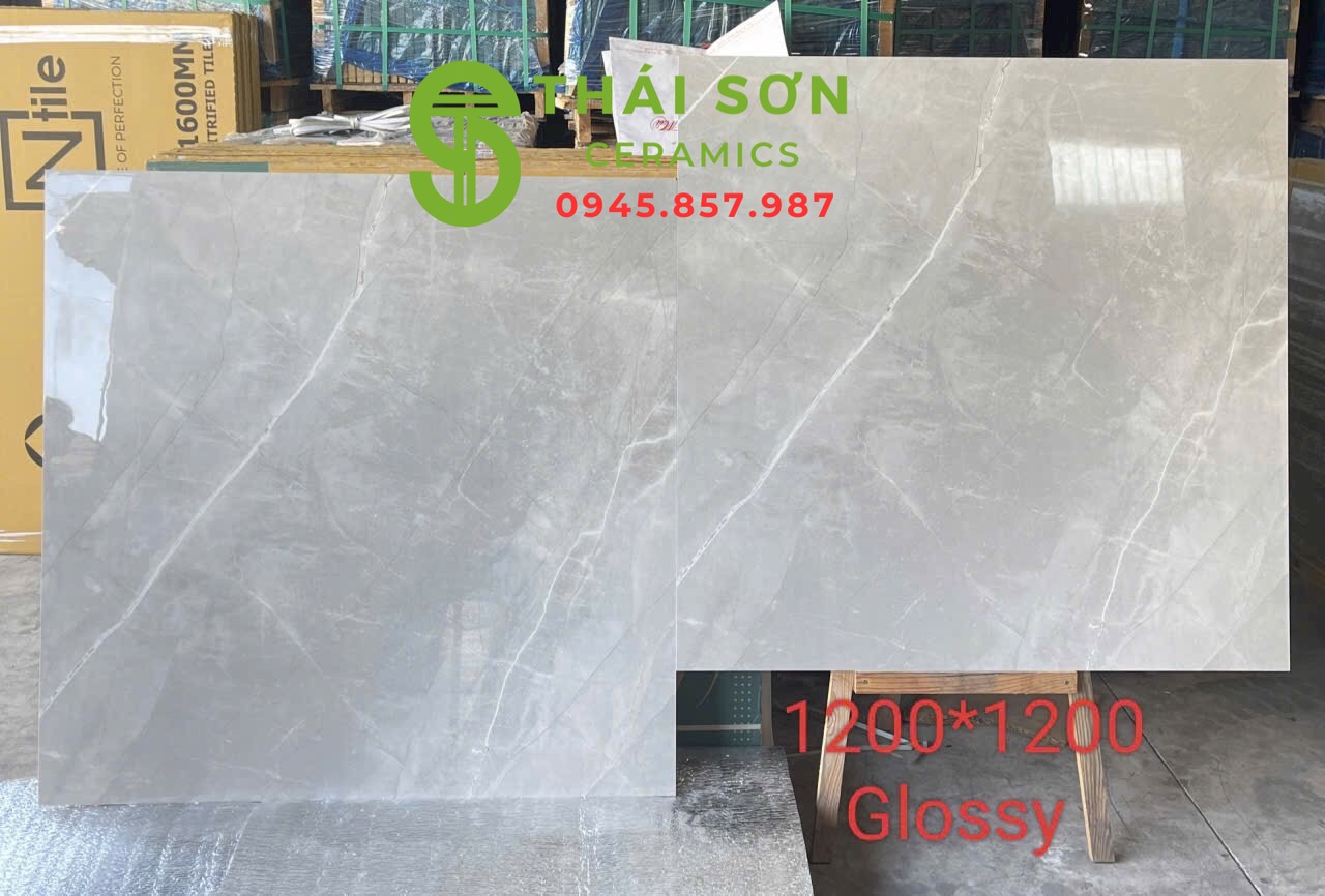 Gạch lát nền 120x120 ấn độ màu xám vân bóng kiếng