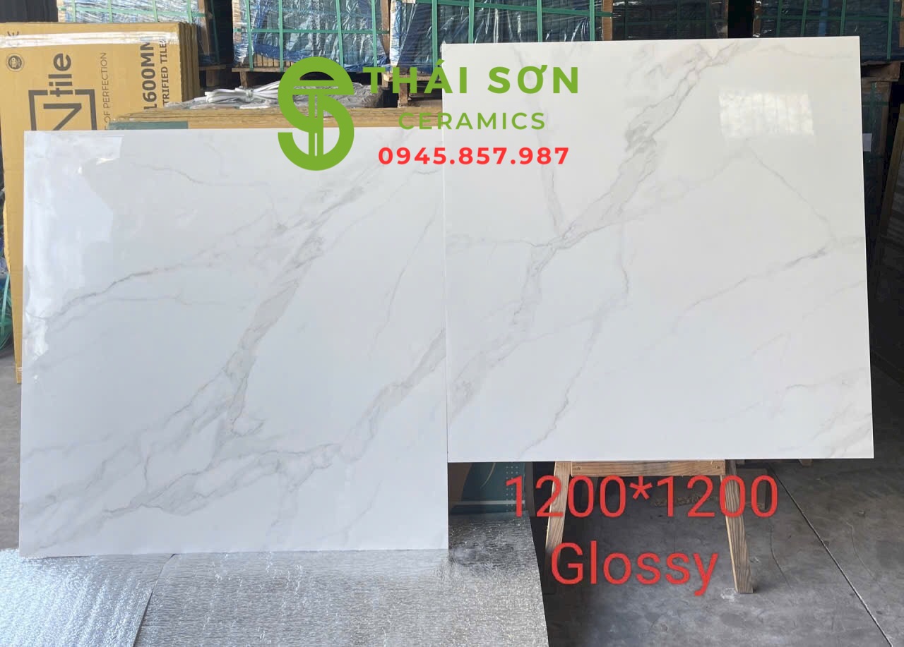Gạch lát nền 120x120 ấn độ trắng vân mây