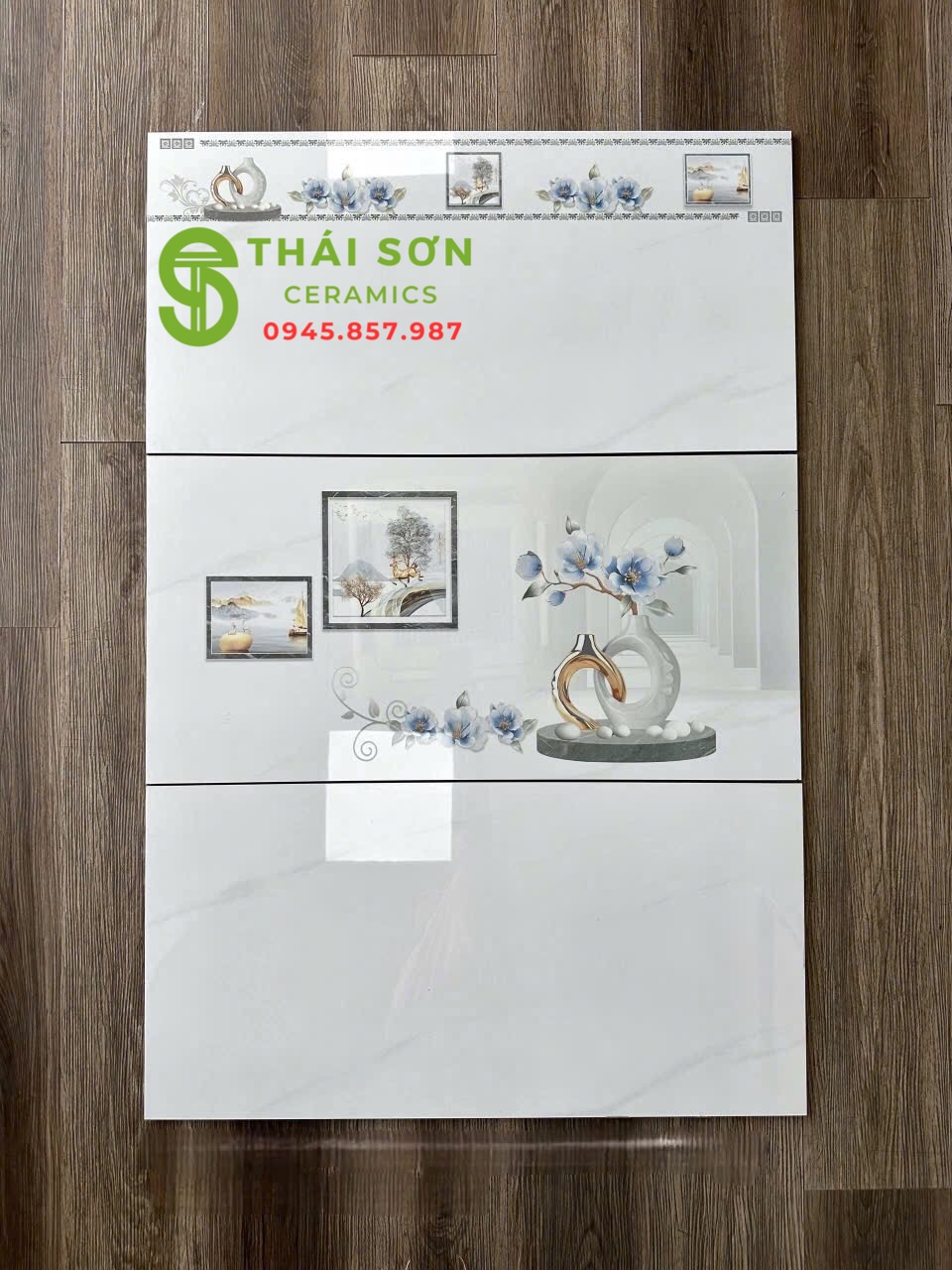 Gạch ốp tường cmc 40x80 trắng mây bóng kiếng