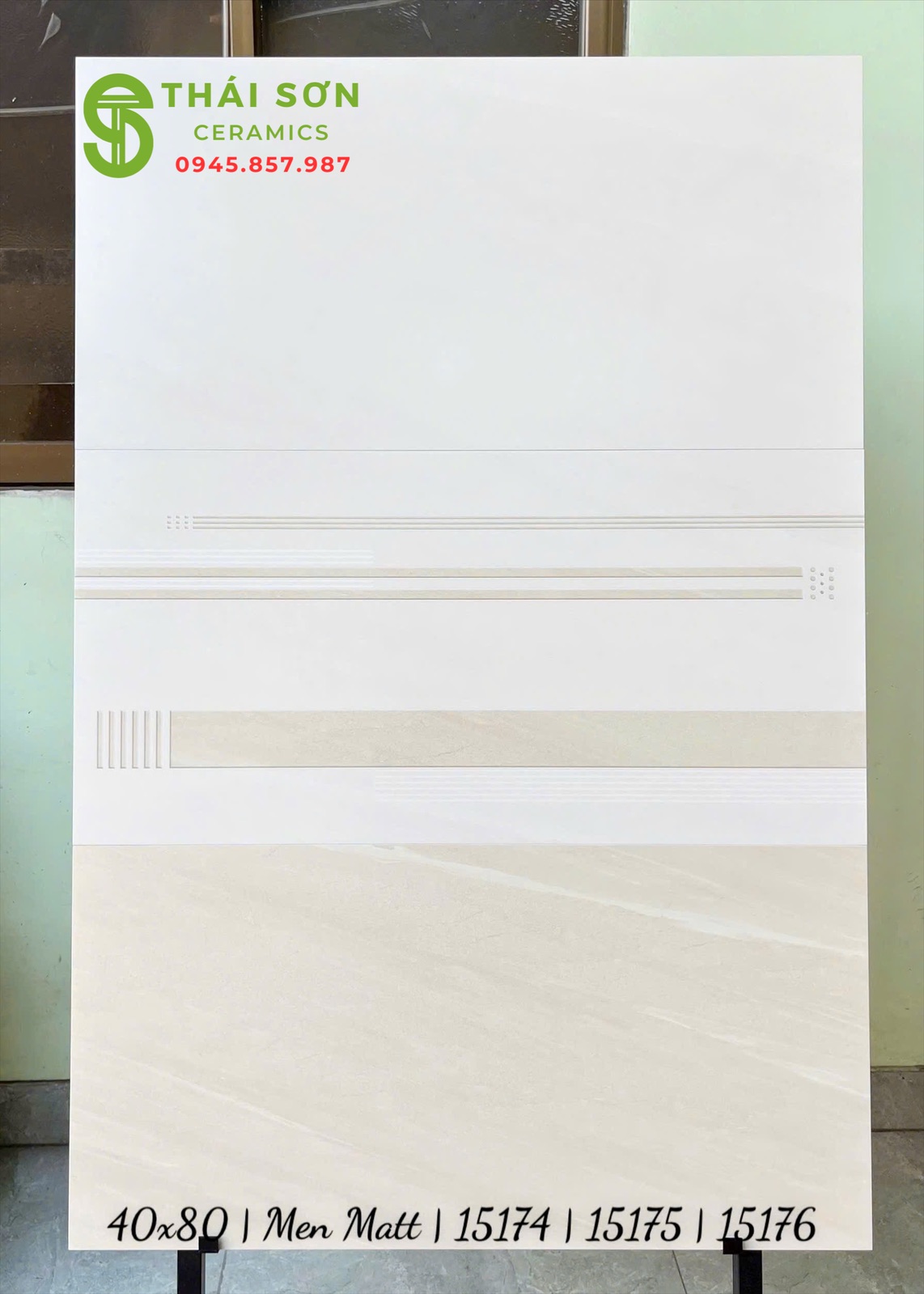 Gạch vitto men mờ 40x80 ốp tường phòng ngủ màu vàng kem