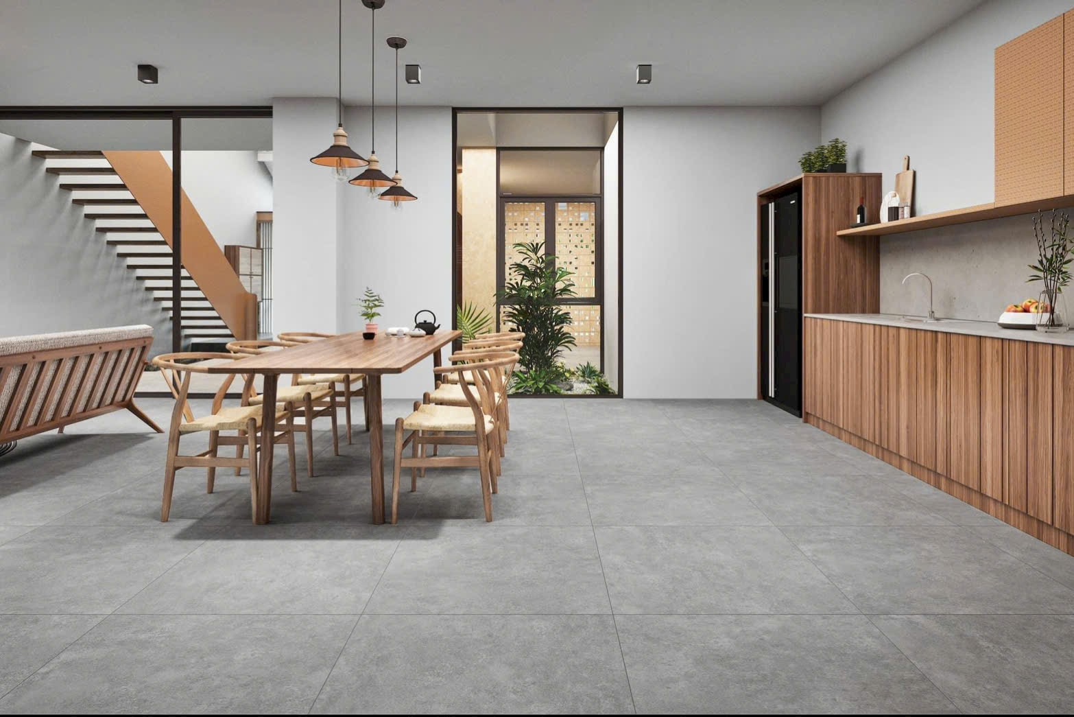 Gạch lát nền 80x80 xám xi măng đậm