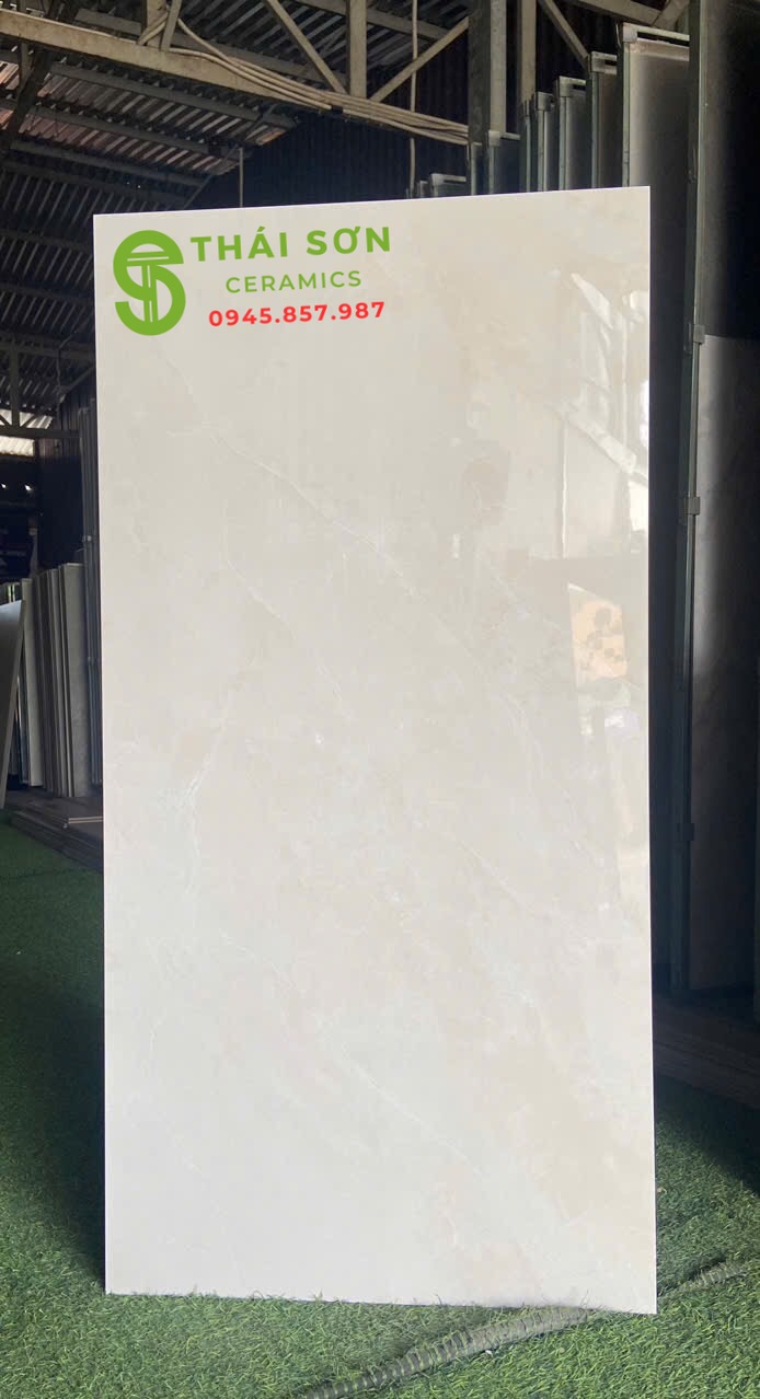 Gạch vito lát nền 60x120 kem vàng bóng kiếng