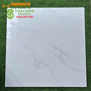 Gạch 100x100 lát nền khổ lớn màu trắng vân mây bóng kiếng