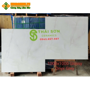 Gạch lát nền 100x100 ấn độ màu trắng xám bóng kiếng