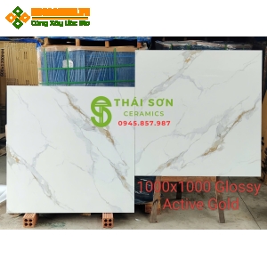 Gạch lát nền 100x100 ấn độ bóng kiếng trắng vàng kim