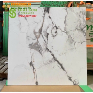 Gạch trung quốc 100x100 đá đồng chất màu trắng vân đá