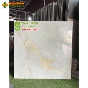 Gạch ấn độ 120x120 khổ lớn bóng kiếng màu xanh vân đá