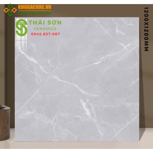 Gạch lát nền 120x120 ấn độ màu xám vân trắng bóng kiếng