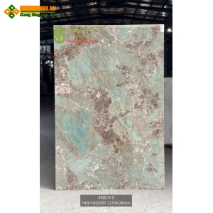 Gạch 120x180 lát nền siêu bóng ấn độ vân xanh cẩm thạch