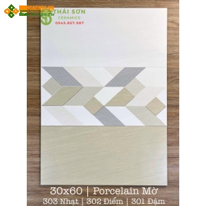 Gạch ốp tường matt mờ 30x60 màu kem bộ đậm nhạt